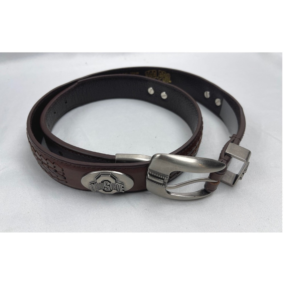 Zep-Pro Ohio State Buckeyes Mens 34 Brown Leather Western Concho Braided Belt